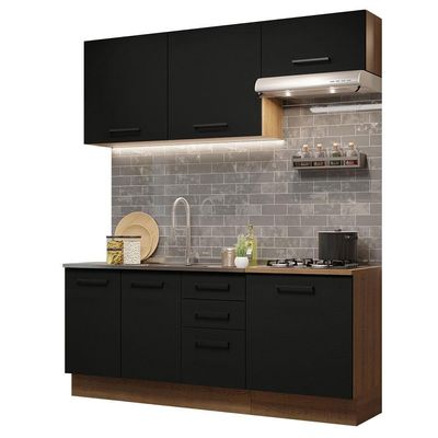 Cozinha Completa 180003 Com Armário E Balcão Rustic/Preto