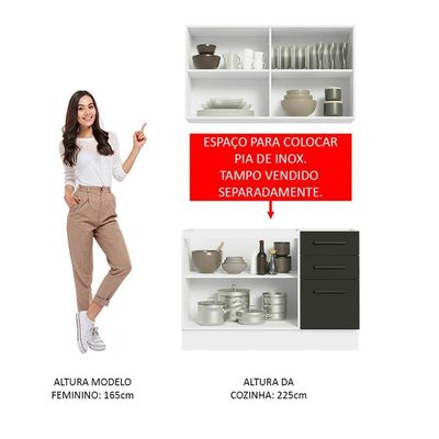 Cozinha Compacta 120001 Com Armário E Balcão Branco/Preto