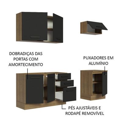 Cozinha Completa 180003 Com Armário E Balcão Rustic/Preto