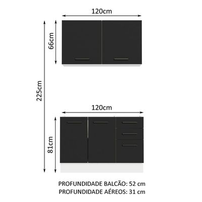 Cozinha Compacta 120001 Com Armário E Balcão Branco/Preto