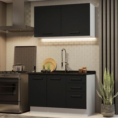 Cozinha Compacta 120001 Com Armário E Balcão Branco/Preto