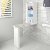 Balcão Tábua de Passar Roupa 164cm Retrátil Branca Prateleiras Tecnomobili TP3030