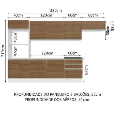 Cozinha Completa 330006 Com Armário E Balcão Branco/Rustic