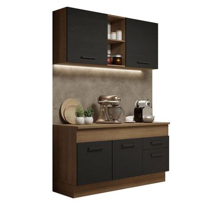 Cozinha Compacta 150001 Com Armário E Balcão Rustic/Preto