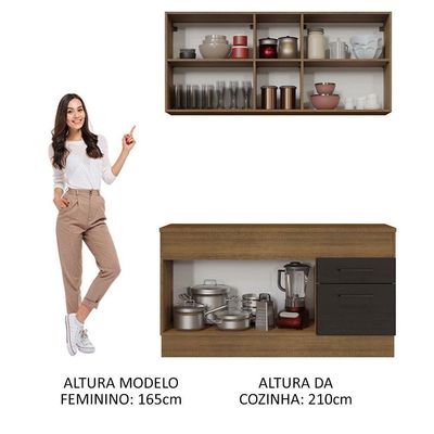 Cozinha Compacta 150001 Com Armário E Balcão Rustic/Preto