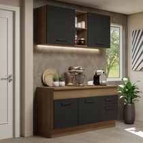 Cozinha Compacta 150001 Com Armário E Balcão Rustic/Preto