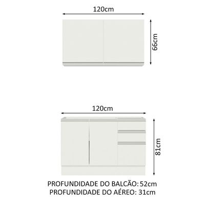 Cozinha Compacta 120003 Com Armário E Balcão Branco Branco