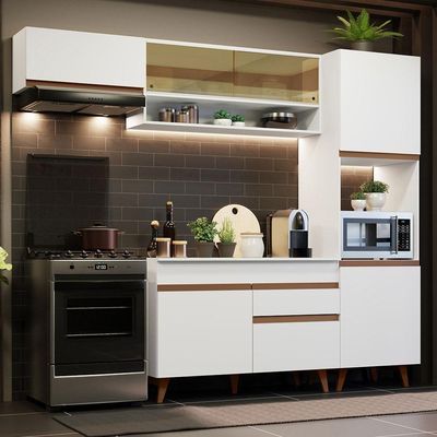 Cozinha Completa 250004 Com Armário E Balcão Branco Branco