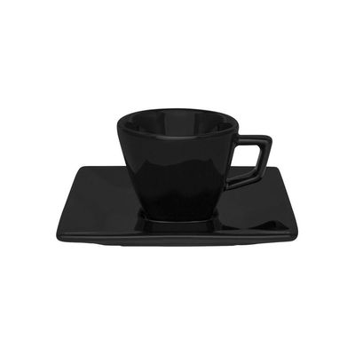 Conjunto De Xícara De Café Com Pires 06 Peças Black