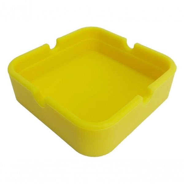 Cinzeiro De Silicone Quadrado Não Queima Não Quebra Amarelo