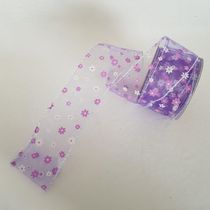 Fita Aramada Voal Lilás Com Mini Flores Comp 9.14m