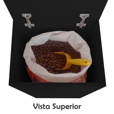 Porta Ração Caixa Com Rodízios Pet Armazenar Até 25 Kg Preto
