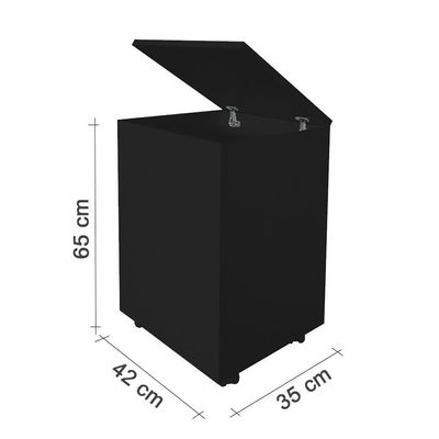 Porta Ração Caixa Com Rodízios Pet Armazenar Até 25 Kg Preto