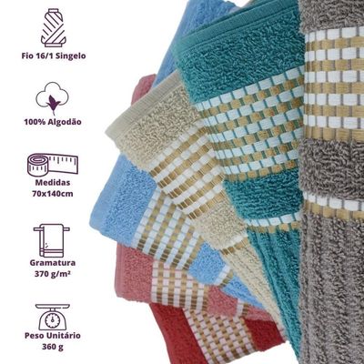 Kit 6 Toalhas De Banho - Gigante Banhão 70 X 140 Beka Alta Absorção