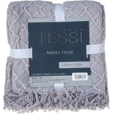 Manta Tricot Style Decorativa 127x152 Toque Super Macio Zinco