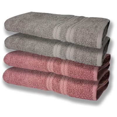 4 Toalhas Super Felpudas Grande E Grossa Algodão 80x150 Itália Soft Beka - Cinza/rosê Cinza/rosê