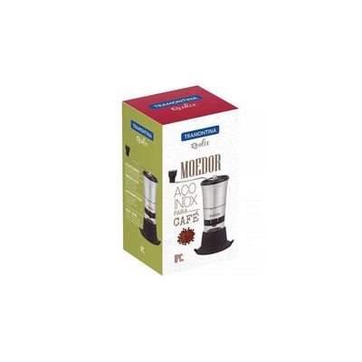 Moedor Para Café Tramontina Realce Em Aço Inox Com Copo De Acrílico E Moinho Em Cerâmica Tramontina