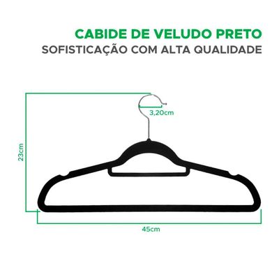 Conjunto de 10 Cabides Veludo Santana Preto