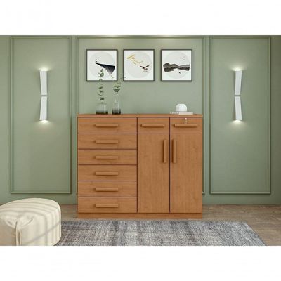 Comoda Toronto 2 Portas 8 Gavetas - Lopas Amendoa Clean