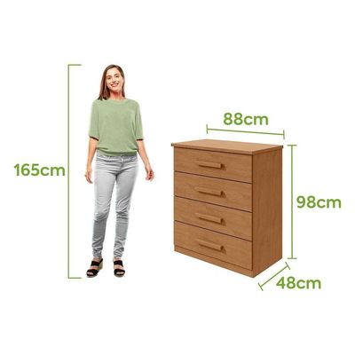 Comoda Baiao 4 Gavetas - Lopas Amendoa Clean