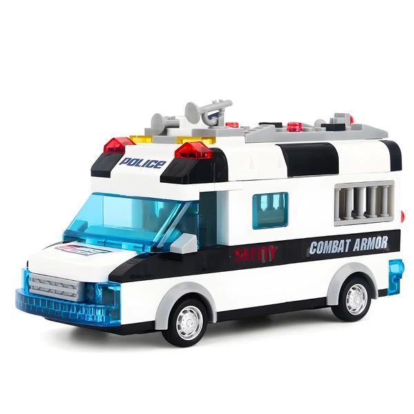 Carro Policia 77 Peças Lego Brinquedo com Luz Som –Ação e Criatividade: Monte, Brinque e Aprenda