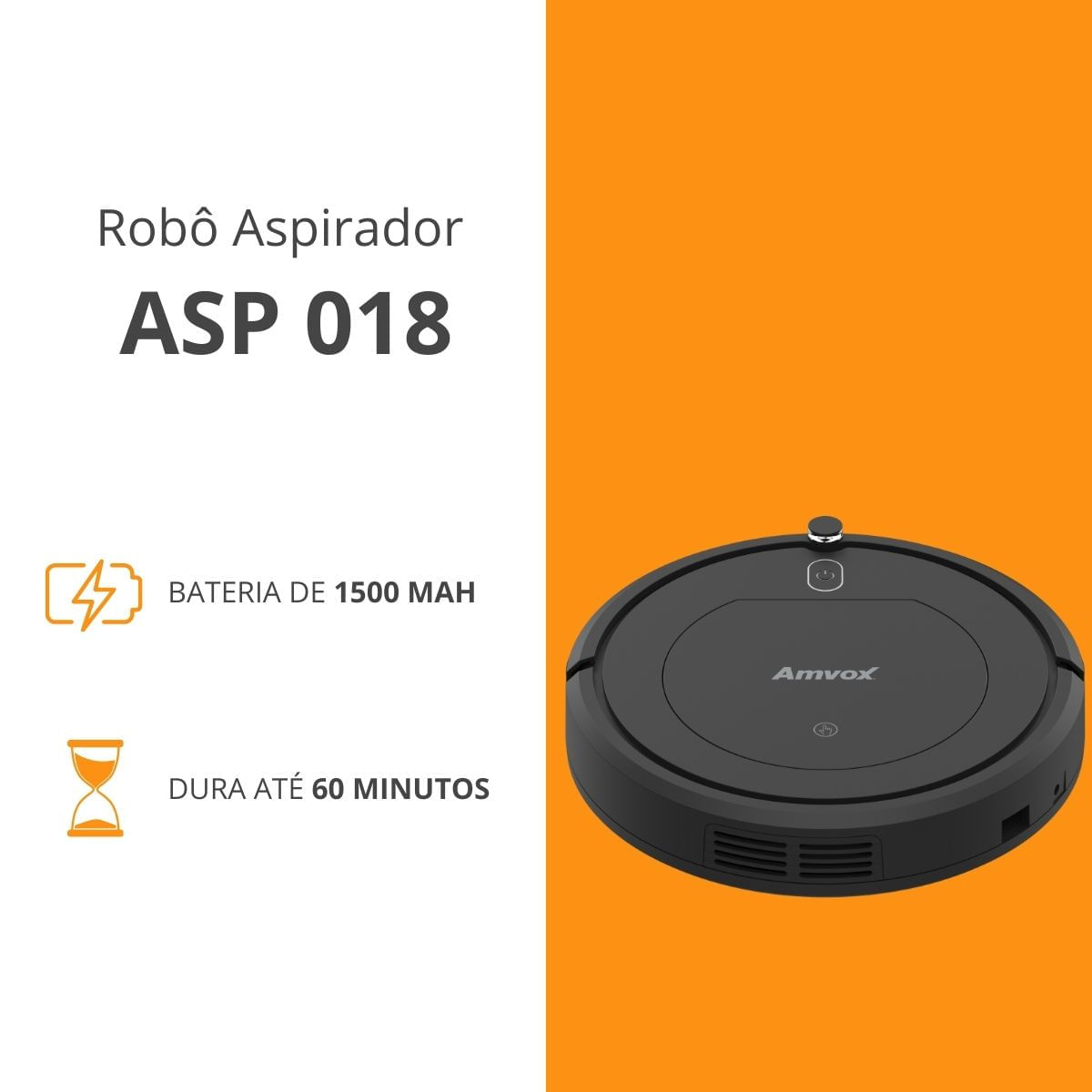 Robô Aspirador Amvox 3 Funções ASP 018 BLACK Bivolt