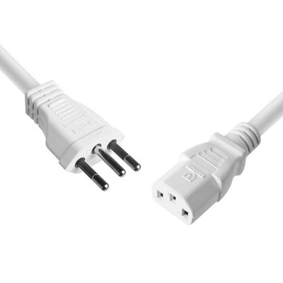 Cabo de Forca Tripolar para Fonte Branco 3X0,75 MM 250V - 2 MTS (10 UN)