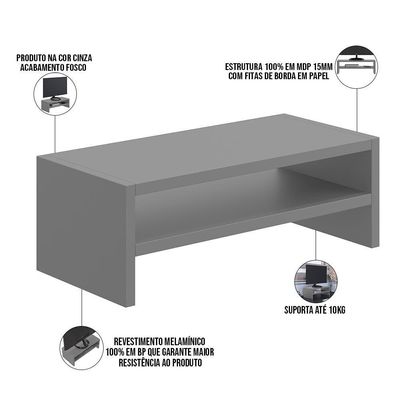 Kit 02 Suportes Para Monitor Stand Home Office Lap 63 Cm L03 Cinza - Lyam