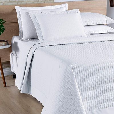 Cobre Leito Harmonia Casal Padrão Tecido Percal 200 Fios Algodão Premium Luxo Toque Macio - Branco