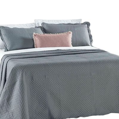 Kit Cobre Leito Colcha Clean Casal Dupla Face - Cinza