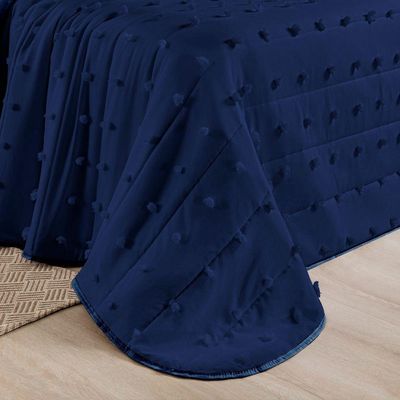 Cobre Leito King Poppy Micropercal 300 Fios 3 Peças Cor Azul Marinho