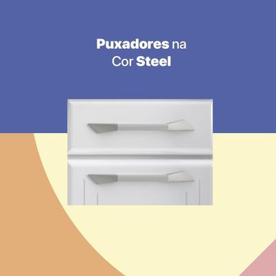 Armário De Cozinha De Aço Kit Triplo 105cm Rose Smart Branco