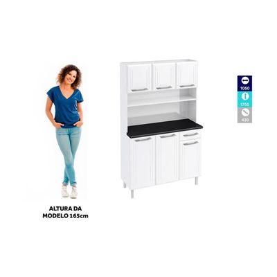 Armário De Cozinha De Aço Kit Triplo 105cm Rose Smart Branco