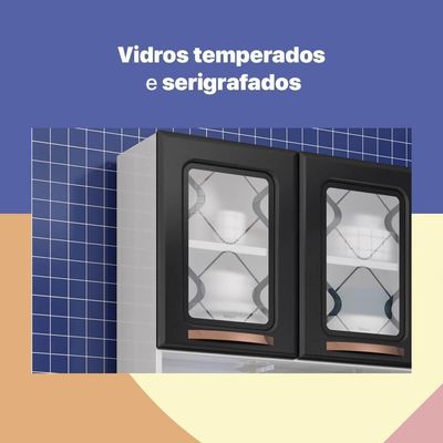Armário De Cozinha De Aço Kit Triplo 120cm Branco preto