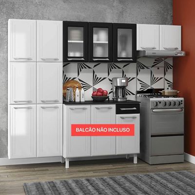 Cozinha De Aço Compacta 3 Peças Rose Cr6102 Branco preto