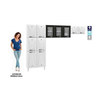 Cozinha De Aço Compacta Clara 3 Peças Cr6153 Branco preto