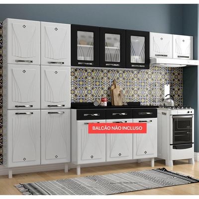 Cozinha De Aço Compacta Clara 3 Peças Cr6153 Branco preto