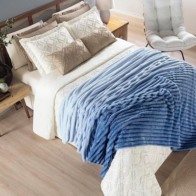 Cobertor Queen Fluffy Manta Flannel Ultrasoft - Sky