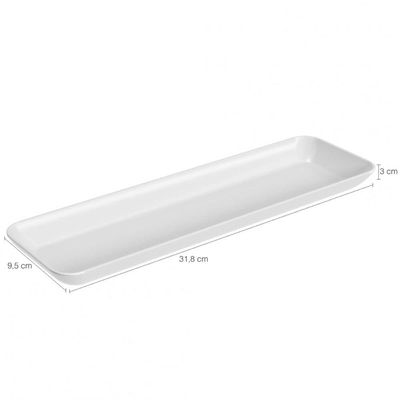 Kit 6 Petisqueiras Retangulares Prato De Petisco Coza Grande Branco