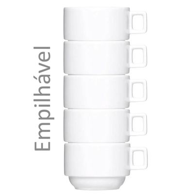 Xícara de Porcelana Chá Café 210ml com Pires Bar Hotel Germer Branca Restaurante