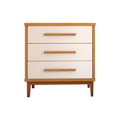 Cômoda Para Quarto 3 Gavetas Charlotte Nature / Off White - Cor: Bege