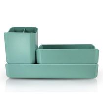 Organizador De Mesa- Maquiagem - Porta Treco - Caneta 3 Peças Linha Loft Turquesa