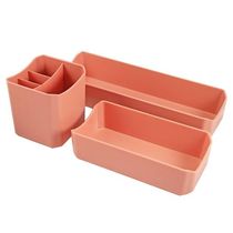 Organizador De Mesa- Maquiagem - Porta Treco - Caneta 3 Peças Linha Loft Salmão