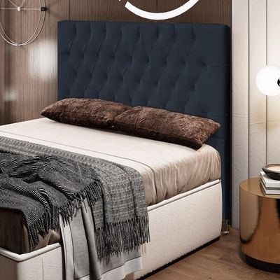Cabeceira Cama Box Casal Queen 160Cm Diamante Veludo J02 Preto