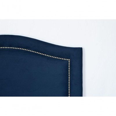 Cabeceira Solteiro 90x60 Suede Azul Tachas Prata