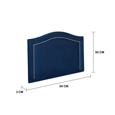 Cabeceira Solteiro 90x60 Suede Azul Tachas Prata