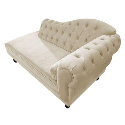 Kit Diva Recamier Diana 120cm Lado Esquerdo E 1 Poltrona Classic Suede Amarena Móveis Bege