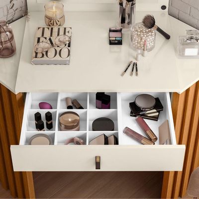 Camarim Ripado Com Led E Espelho Uraí Cinamomo Off White