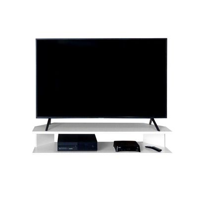 Rack Suspenso Para Tv De Até 50” Aparador Bancada Estante De Canto Branco