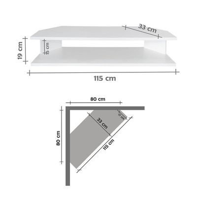 Rack Suspenso Para Tv De Até 50” Aparador Bancada Estante De Canto Branco